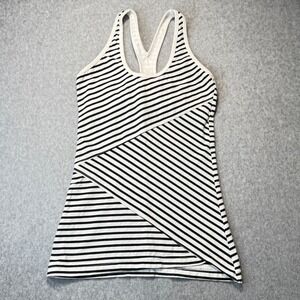 Hard Tail Forever Womens Black White Striped Racerback Tank Top BMS-09 Small USA